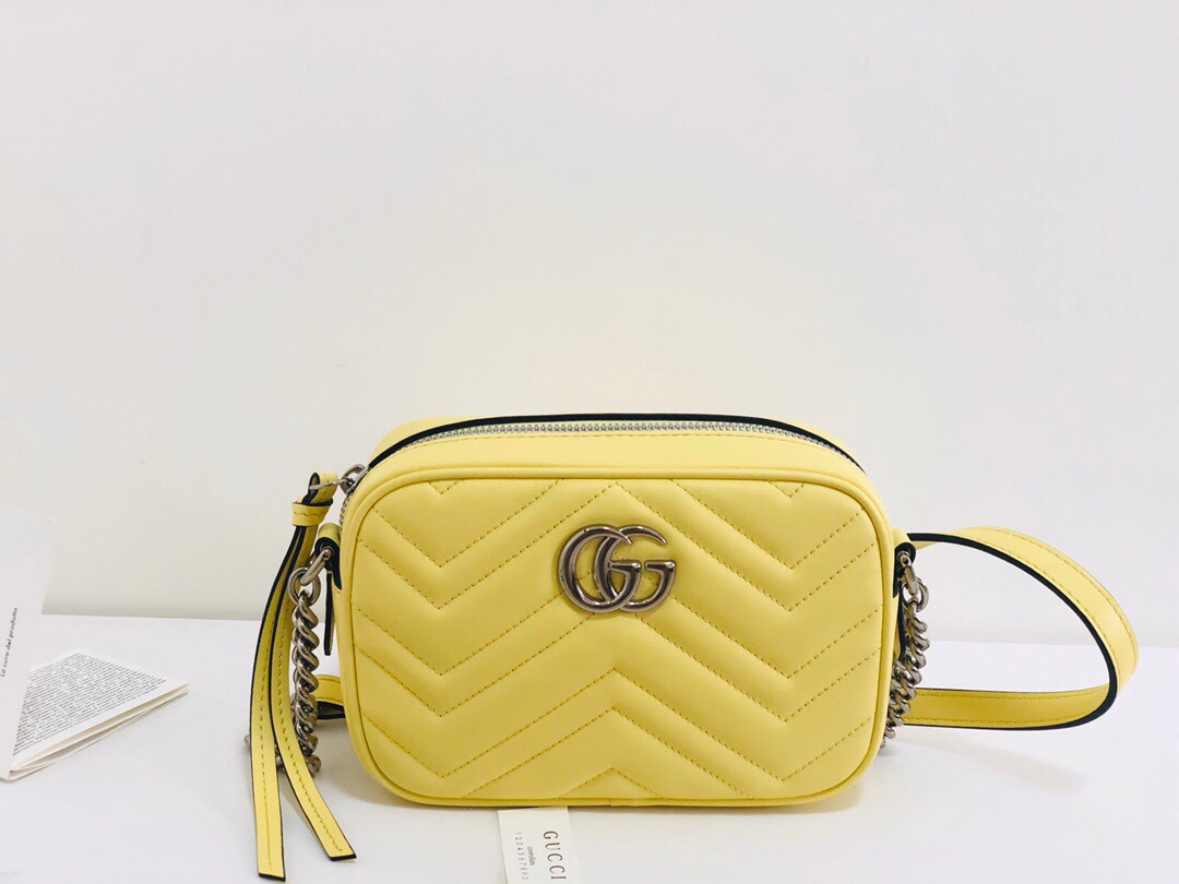 Gucci GG Marmont Matelasse Mini Shoulder Bag 448065 Yellow